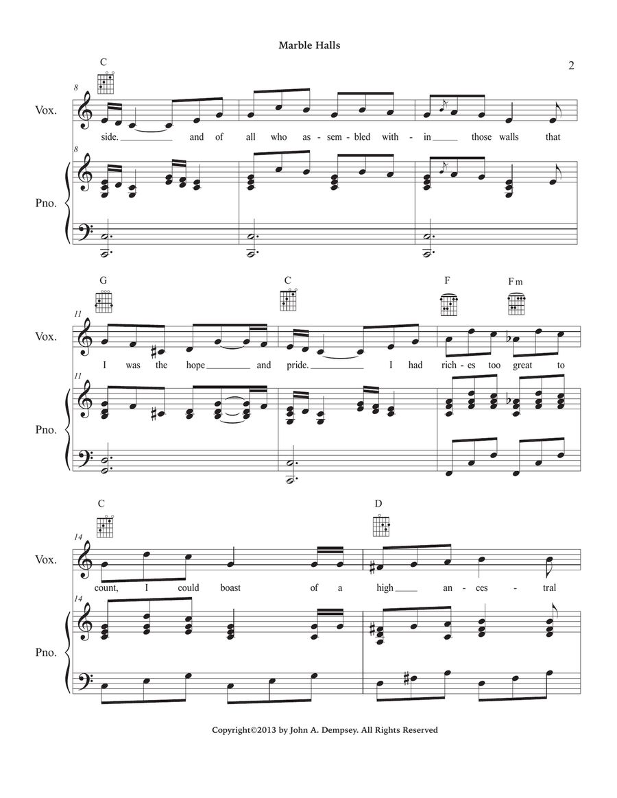 Marble Halls Piano, Vocal scores gallery preview page 5