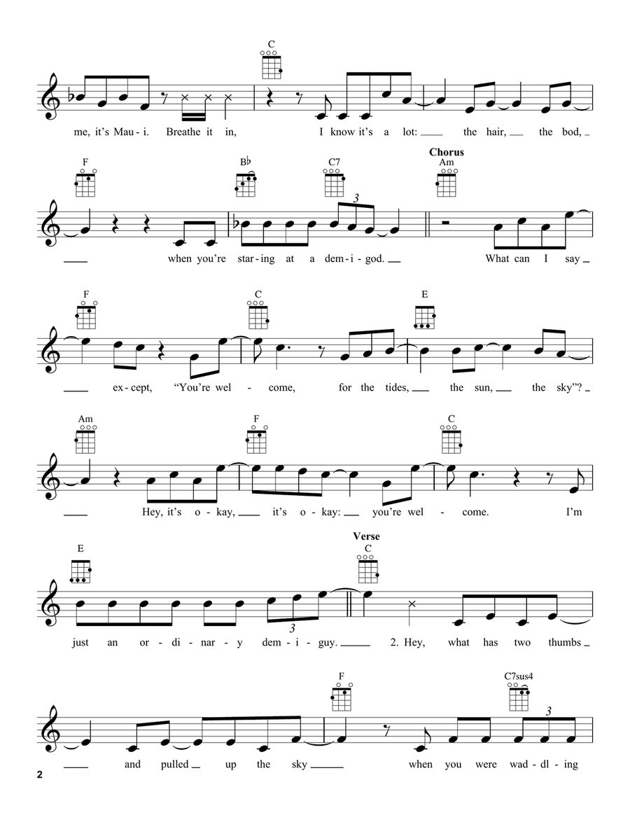 You're Welcome (from Moana) Ukulele scores gallery preview page 2