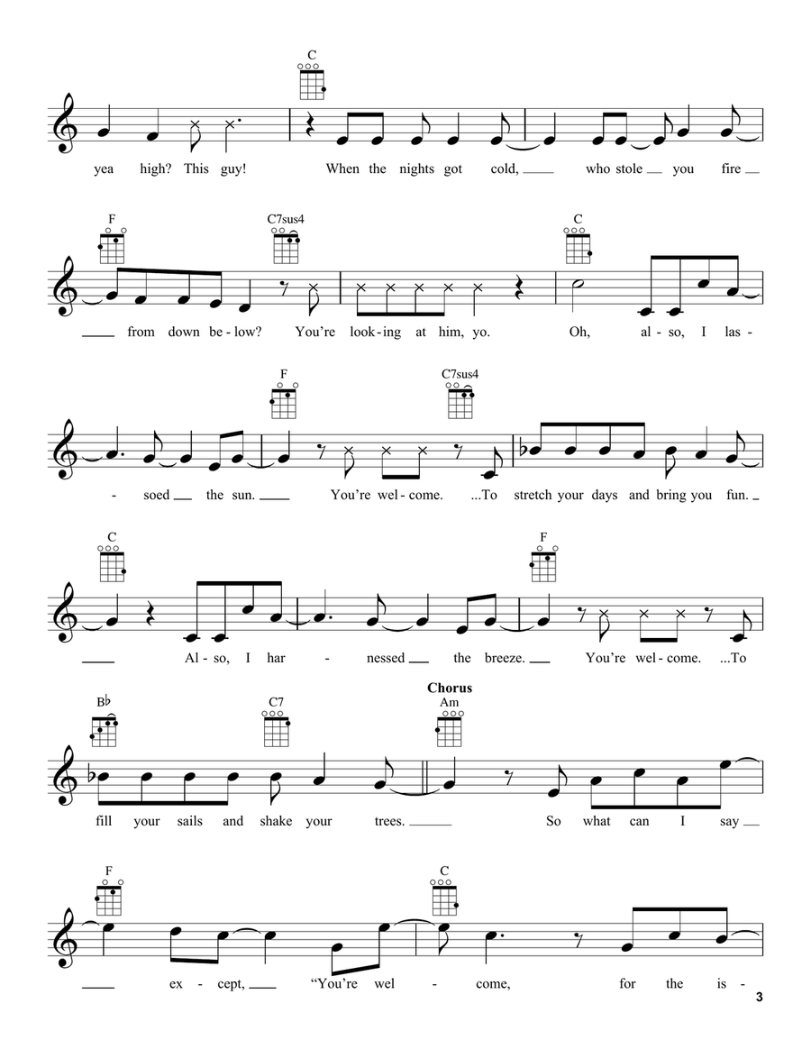 You're Welcome (from Moana) Ukulele scores gallery preview page 3