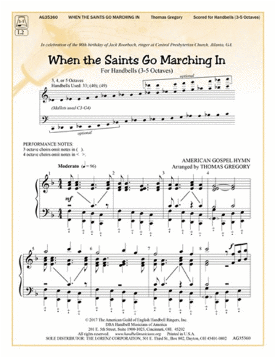 When the Saints Go Marching In Handbell scores gallery preview page 1