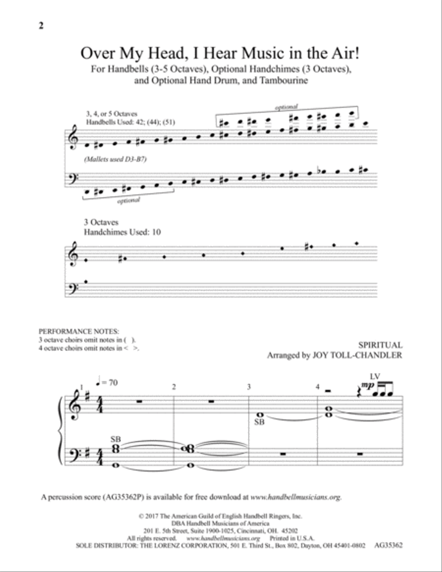 Over My Head, I Hear Music in the Air! Handbell scores gallery preview page 2