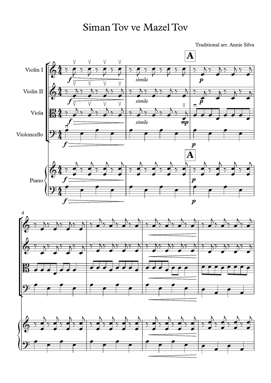 Siman Tov ve Mazel Tov Siman Tov ve Mazel Tov Piano Quintet scores gallery preview page 2