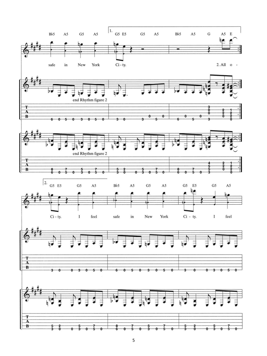 Safe In New York City Safe In New York City Guitar Tablature scores gallery preview page 5