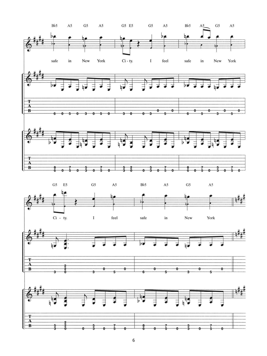 Safe In New York City Safe In New York City Guitar Tablature scores gallery preview page 6