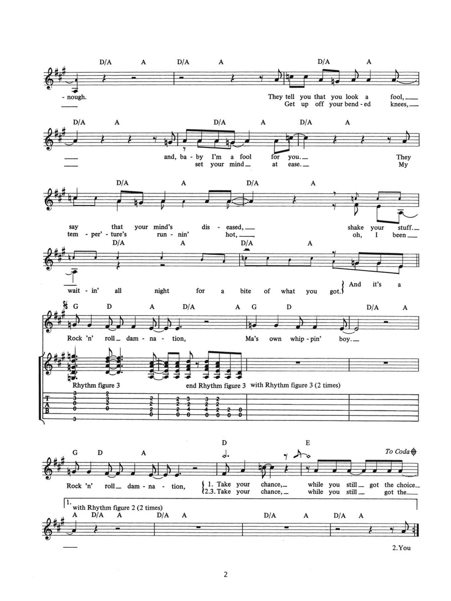 Rock 'n' Roll Damnation Rock 'n' Roll Damnation Guitar Tablature scores gallery preview page 2
