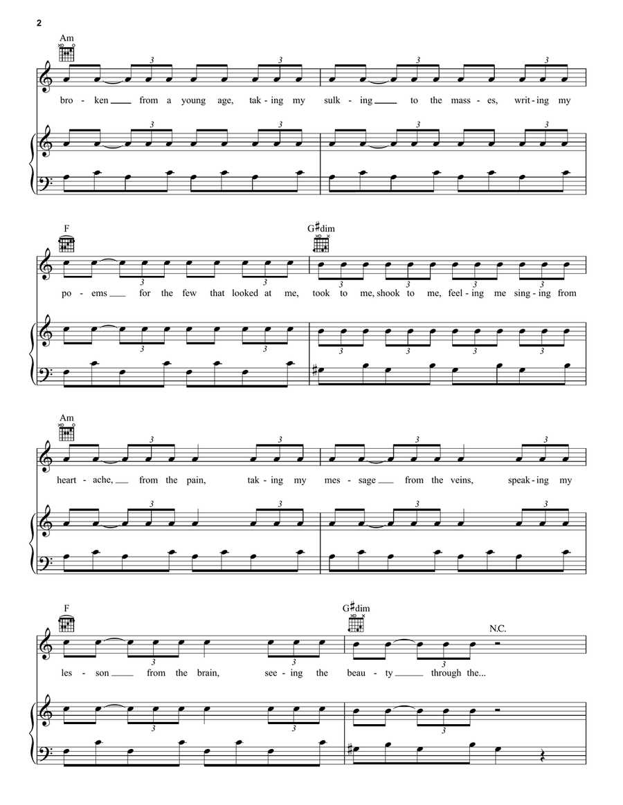 Believer Believer Piano, Vocal, Guitar scores gallery preview page 2