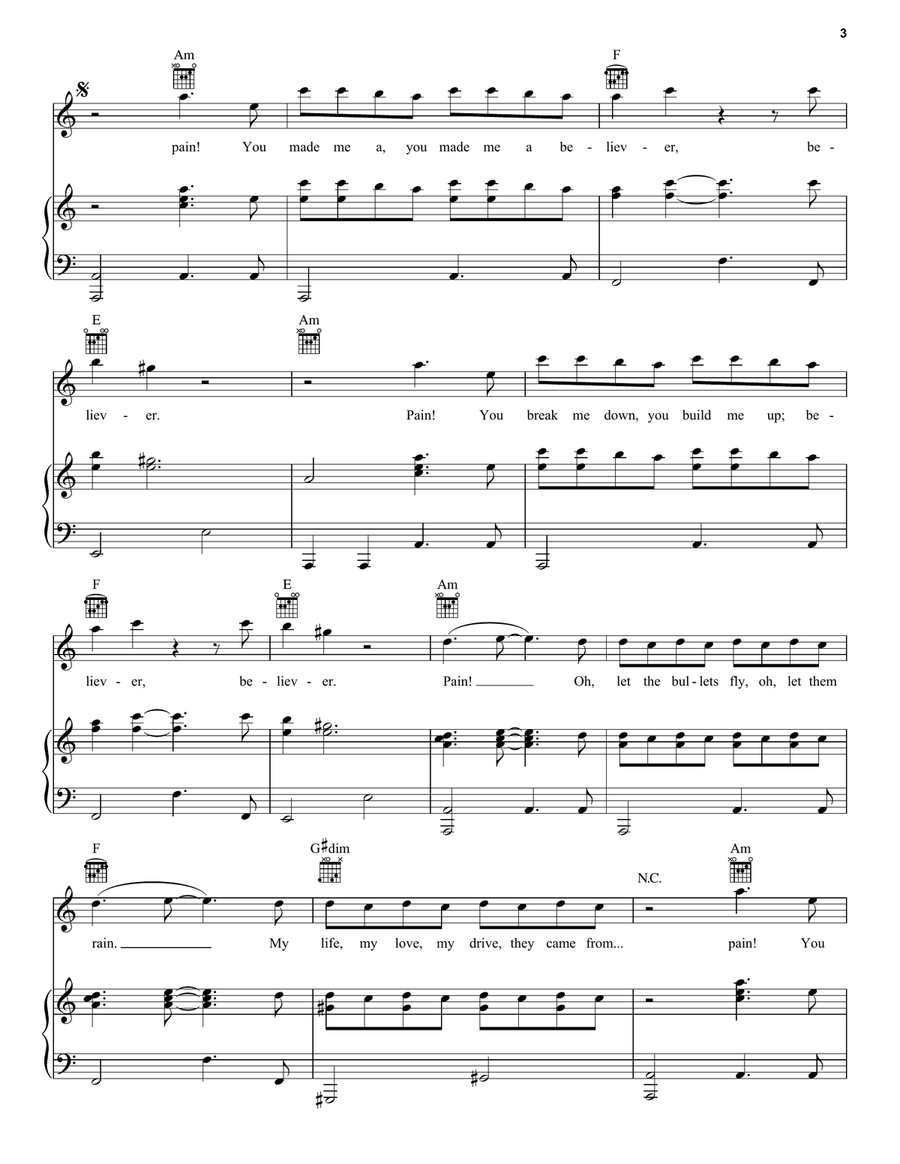 Believer Believer Piano, Vocal, Guitar scores gallery preview page 3