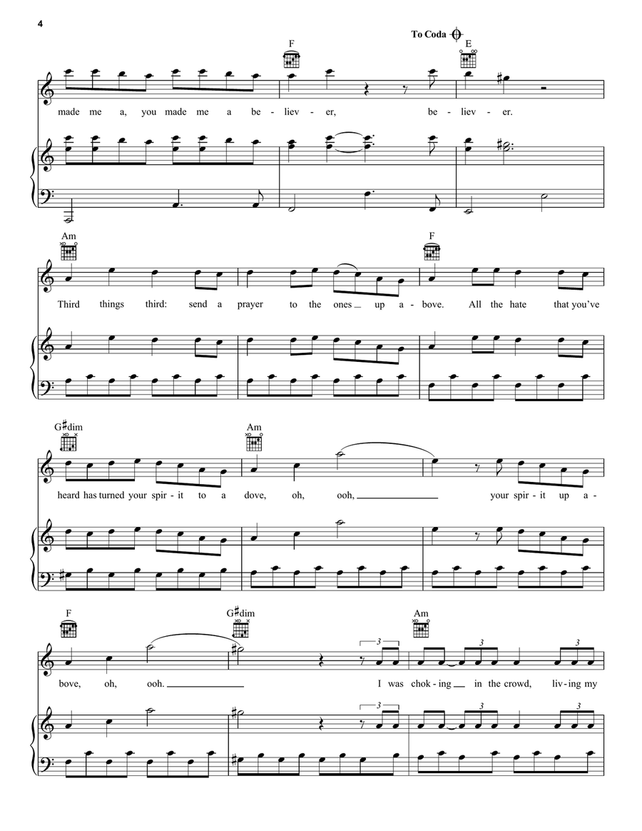 Believer Believer Piano, Vocal, Guitar scores gallery preview page 4