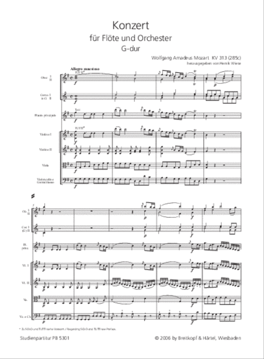 Flute Concerto [No. 1] in G major K. 313 (285c) Orchestra scores gallery preview page 2