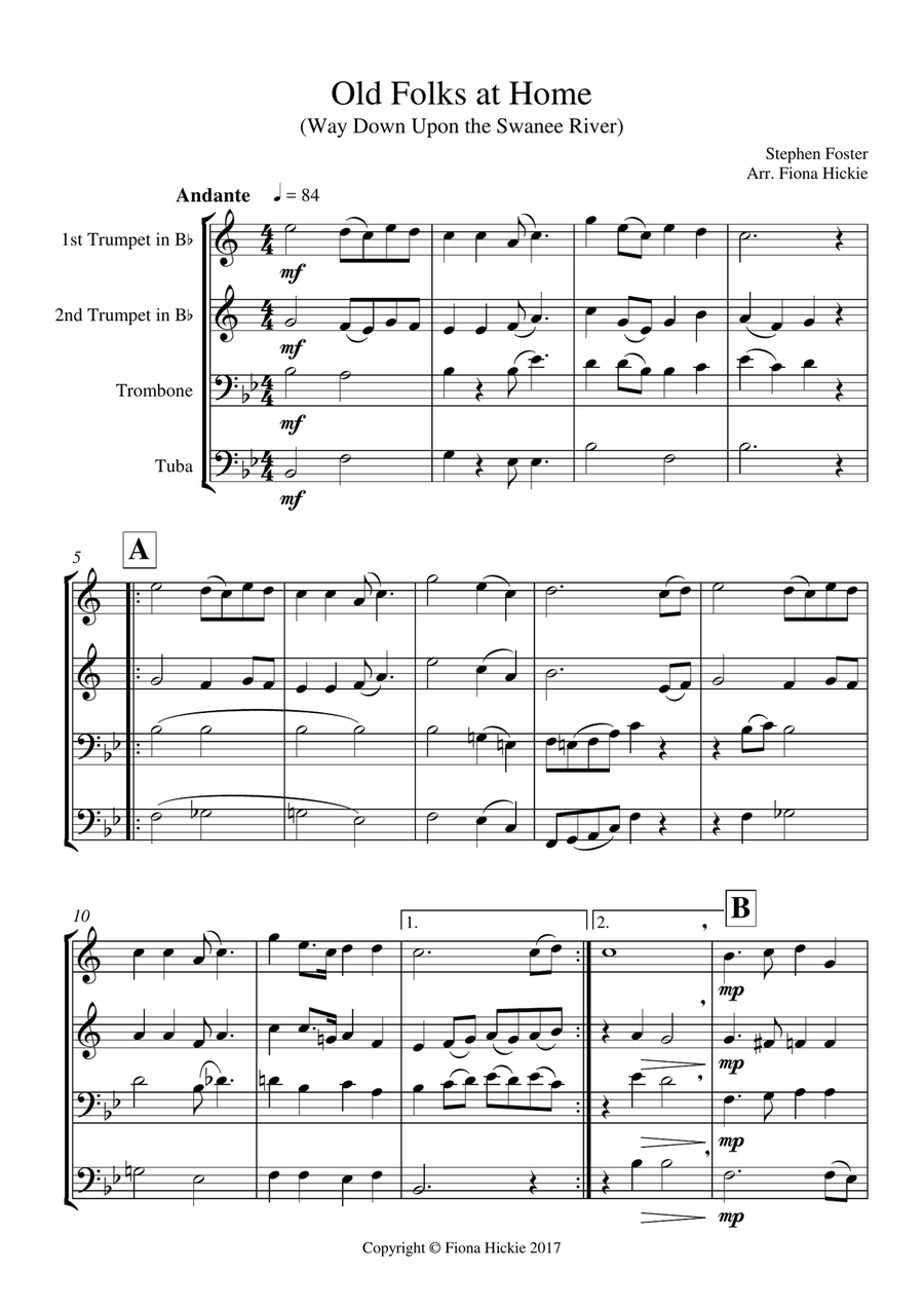 Old Folks at Home Old Folks at Home Brass Ensemble scores gallery preview page 2