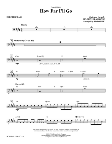 How Far I'll Go - Electric Bass