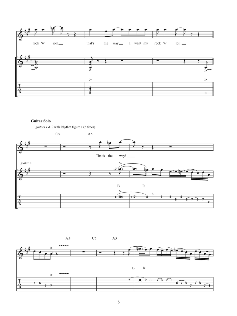 That's The Way I Wanna Rock 'n' Roll Guitar Tablature scores gallery preview page 5