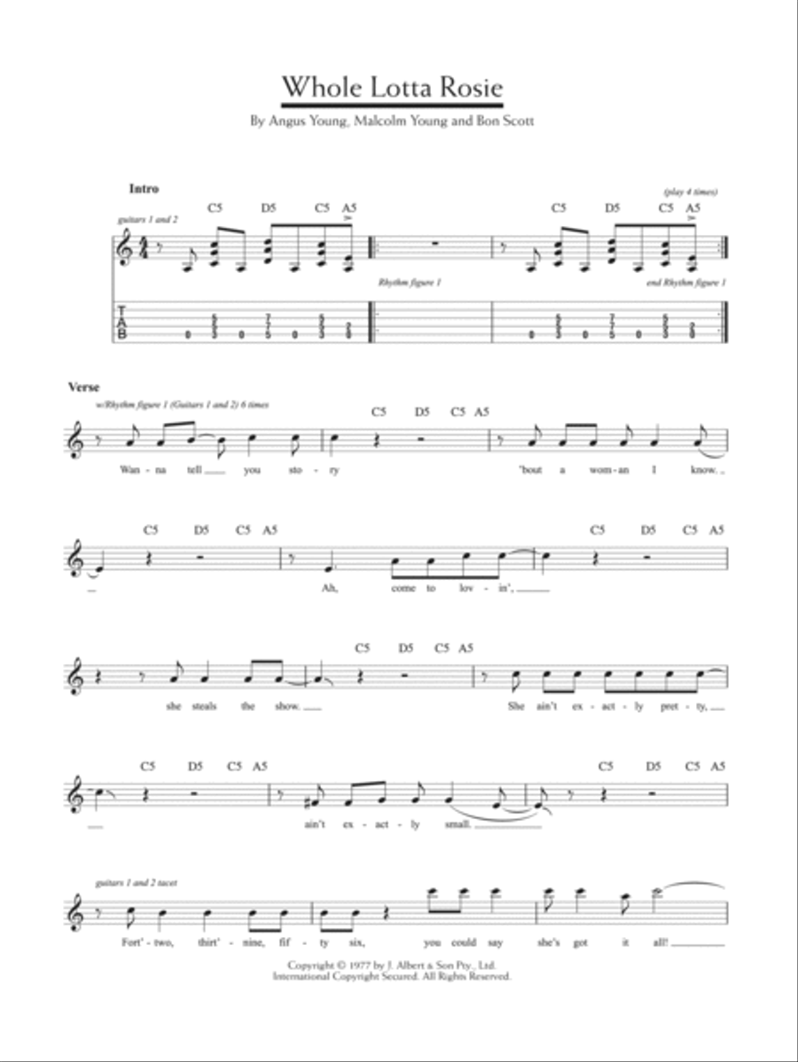 Whole Lotta Rosie Guitar Tablature scores gallery preview page 1