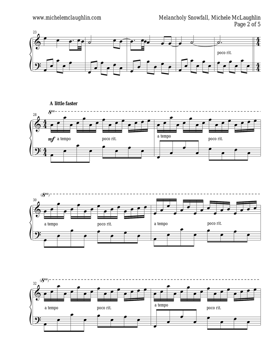 Melancholy Snowfall Melancholy Snowfall Piano Solo scores gallery preview page 2