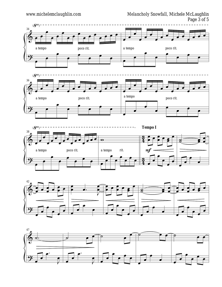 Melancholy Snowfall Melancholy Snowfall Piano Solo scores gallery preview page 3