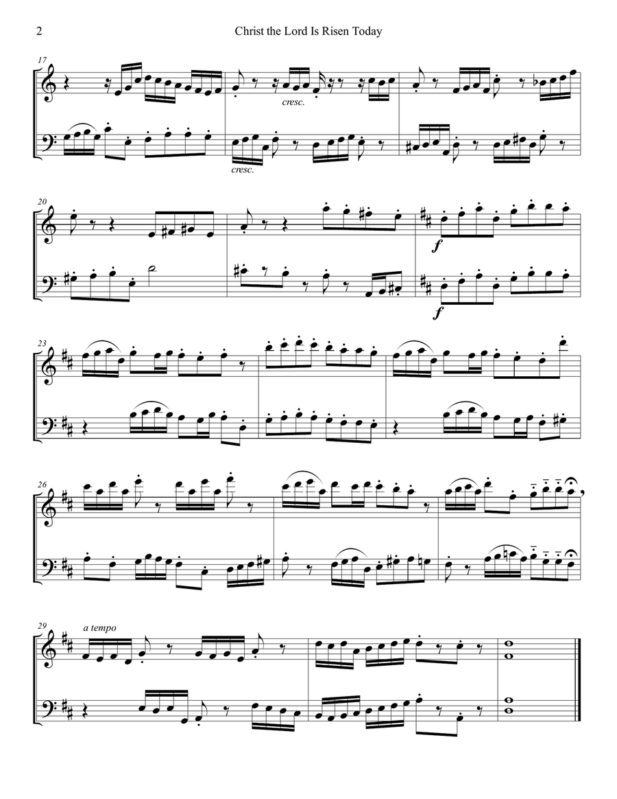 Christ the Lord is Risen Today (Violin and Cello) String Duet scores gallery preview page 3