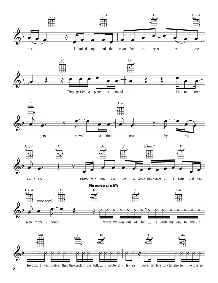 Hurricane (from Hamilton) Ukulele scores gallery preview page 2