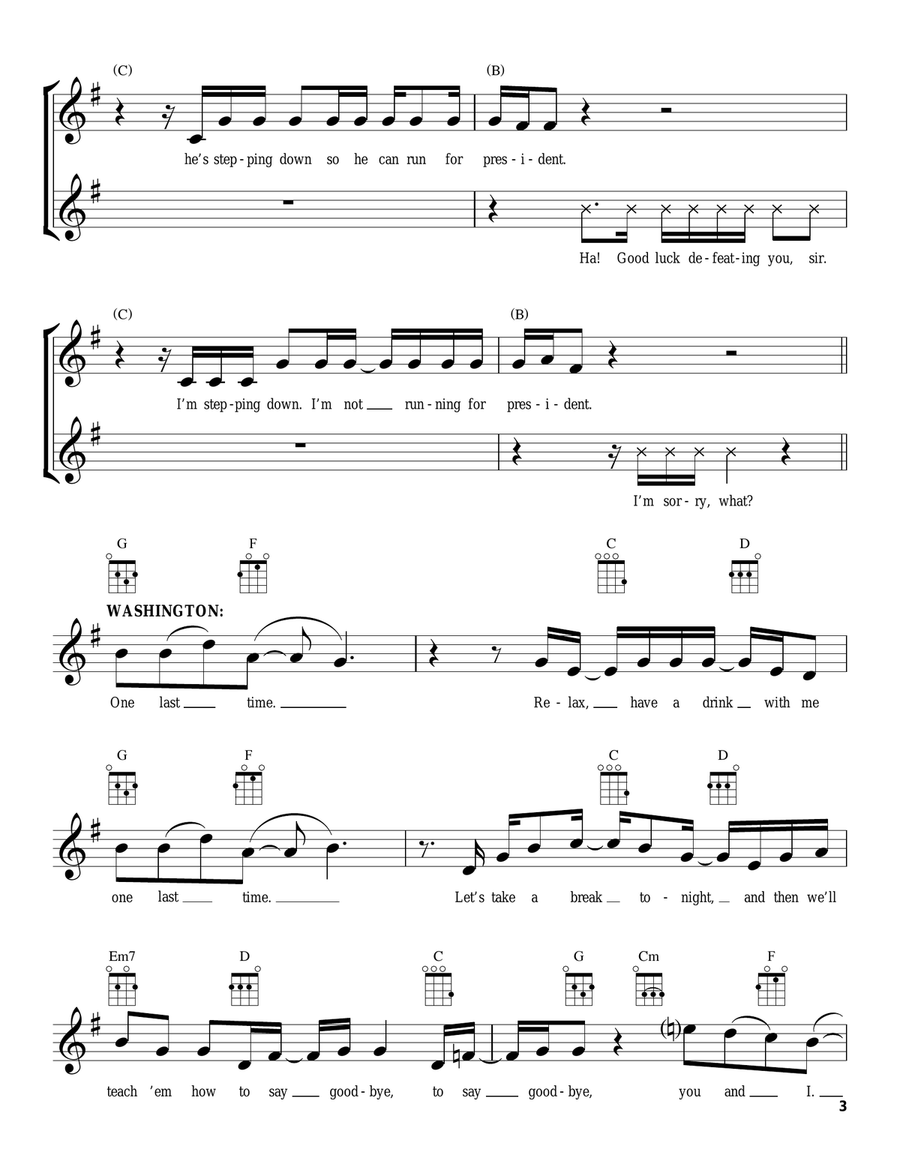 One Last Time (from Hamilton) Ukulele scores gallery preview page 3