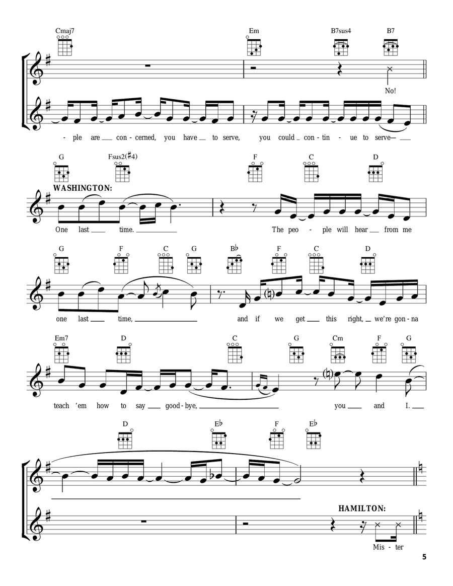 One Last Time (from Hamilton) Ukulele scores gallery preview page 5
