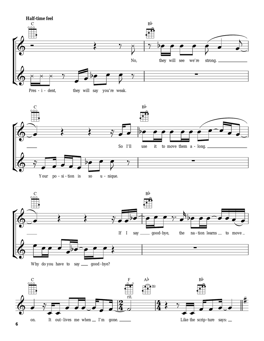 One Last Time (from Hamilton) Ukulele scores gallery preview page 6