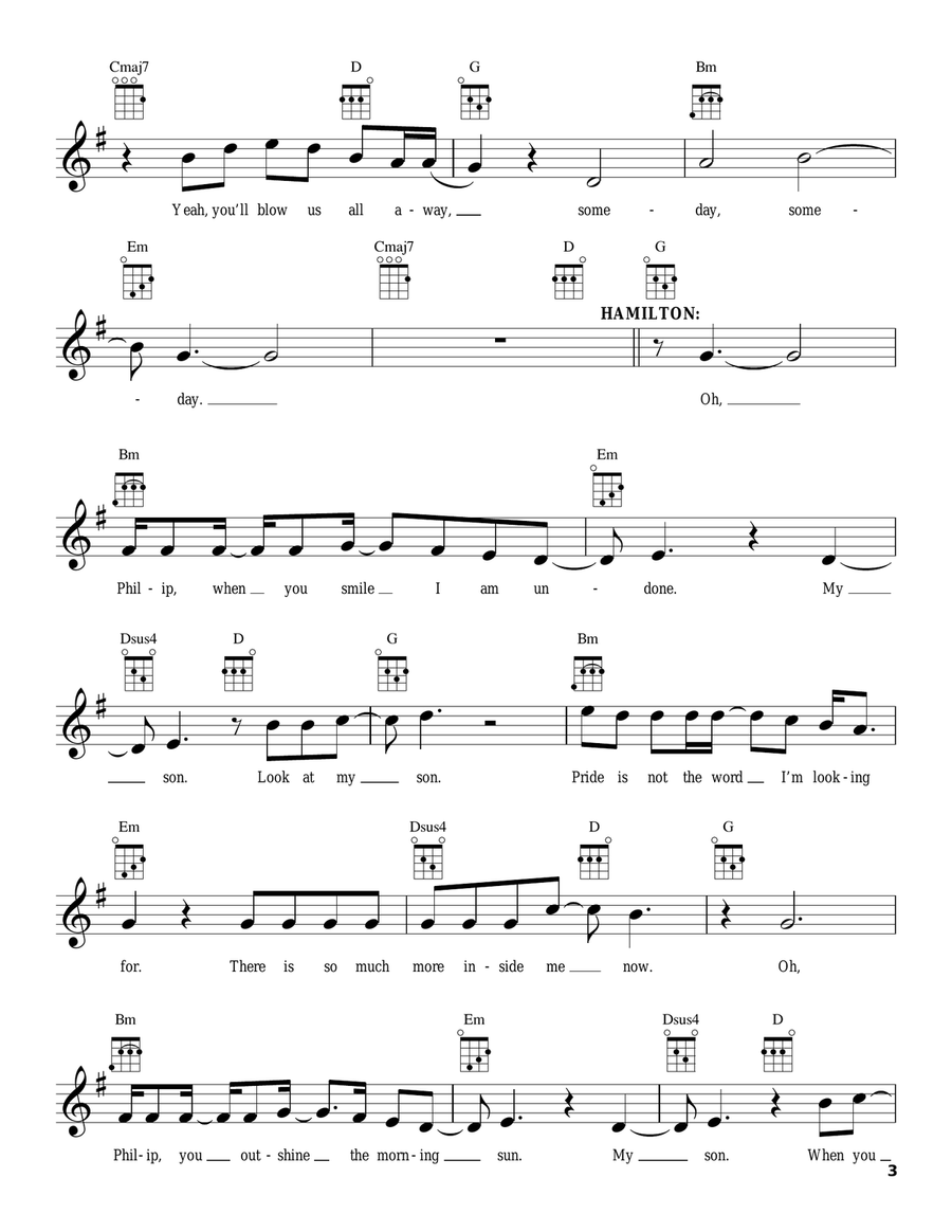 Dear Theodosia (from Hamilton) Ukulele scores gallery preview page 3