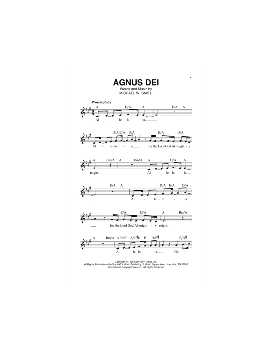 Agnus Dei Piano scores gallery preview page 1