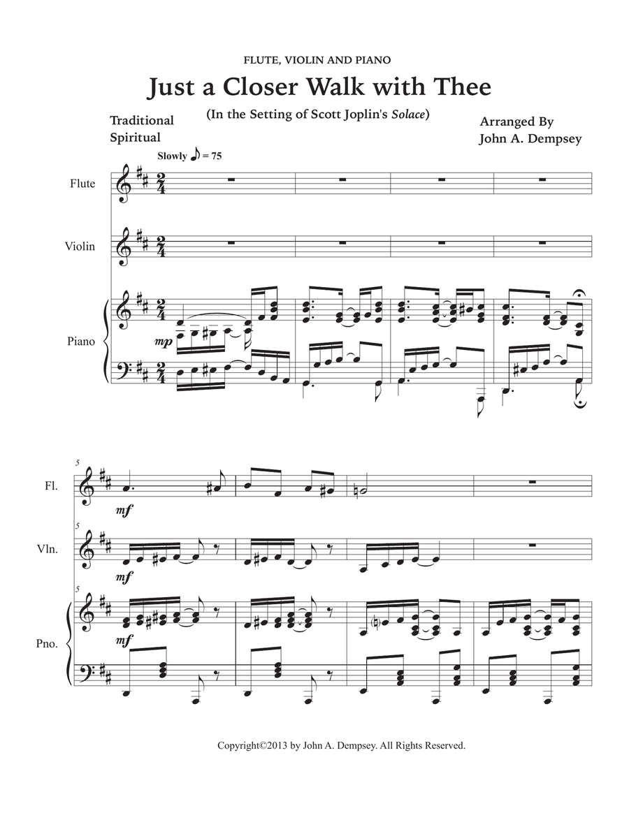 Just a Closer Walk with Thee / Solace (Trio for Flute, Violin and Piano) Small Ensemble scores gallery preview page 5