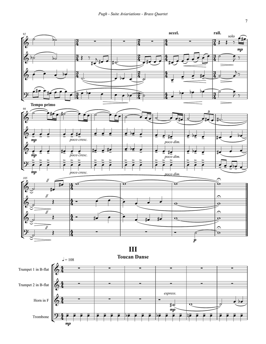 Suite Aviariations for Brass Quartet Brass Quartet scores gallery preview page 6