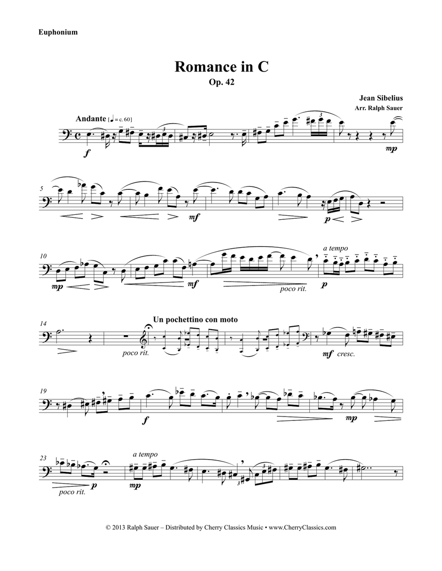 Romance in C, Op. 42 for Euphonium & Piano Euphonium scores gallery preview page 2