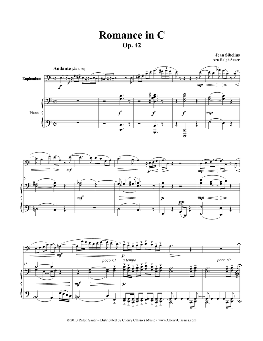 Romance in C, Op. 42 for Euphonium & Piano Euphonium scores gallery preview page 4