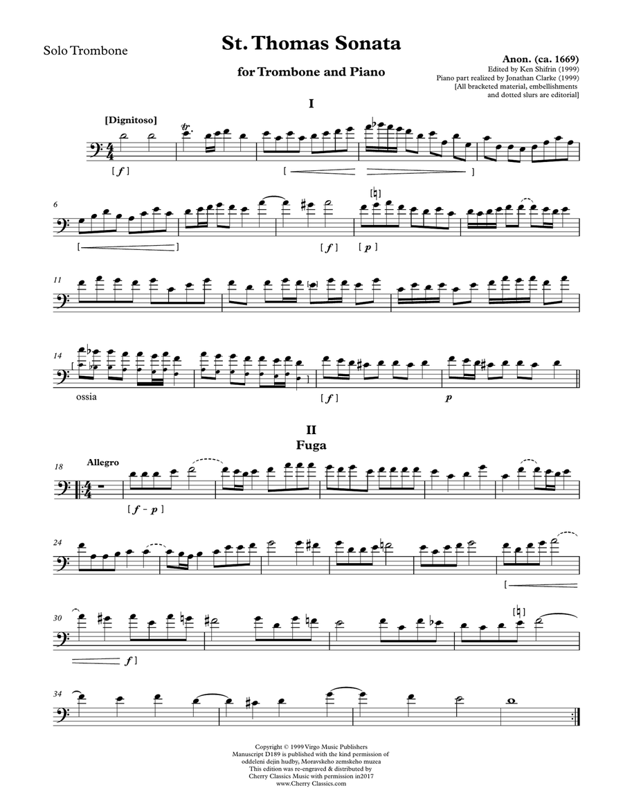 St. Thomas Sonata for Trombone & Piano Piano Accompaniment scores gallery preview page 6