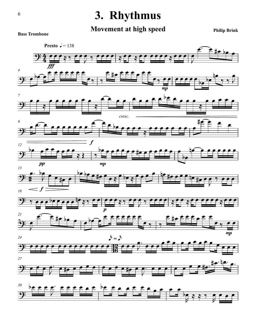 Three Movements for Unaccompanied Bass Trombone Trombone scores gallery preview page 4