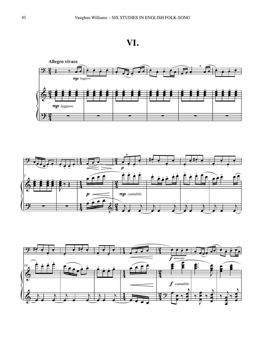 Six Studies in English Folksong for Tuba or Bass Trombone Bass Trombone scores gallery preview page 7