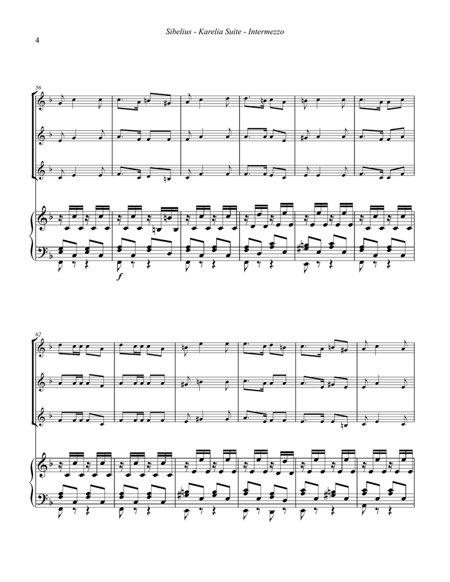 Intermezzo from the Karelia Suite for Three Trumpets and Organ Trumpet Trio scores gallery preview page 4