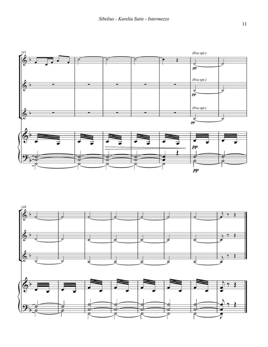 Intermezzo from the Karelia Suite for Three Trumpets and Organ Trumpet Trio scores gallery preview page 5