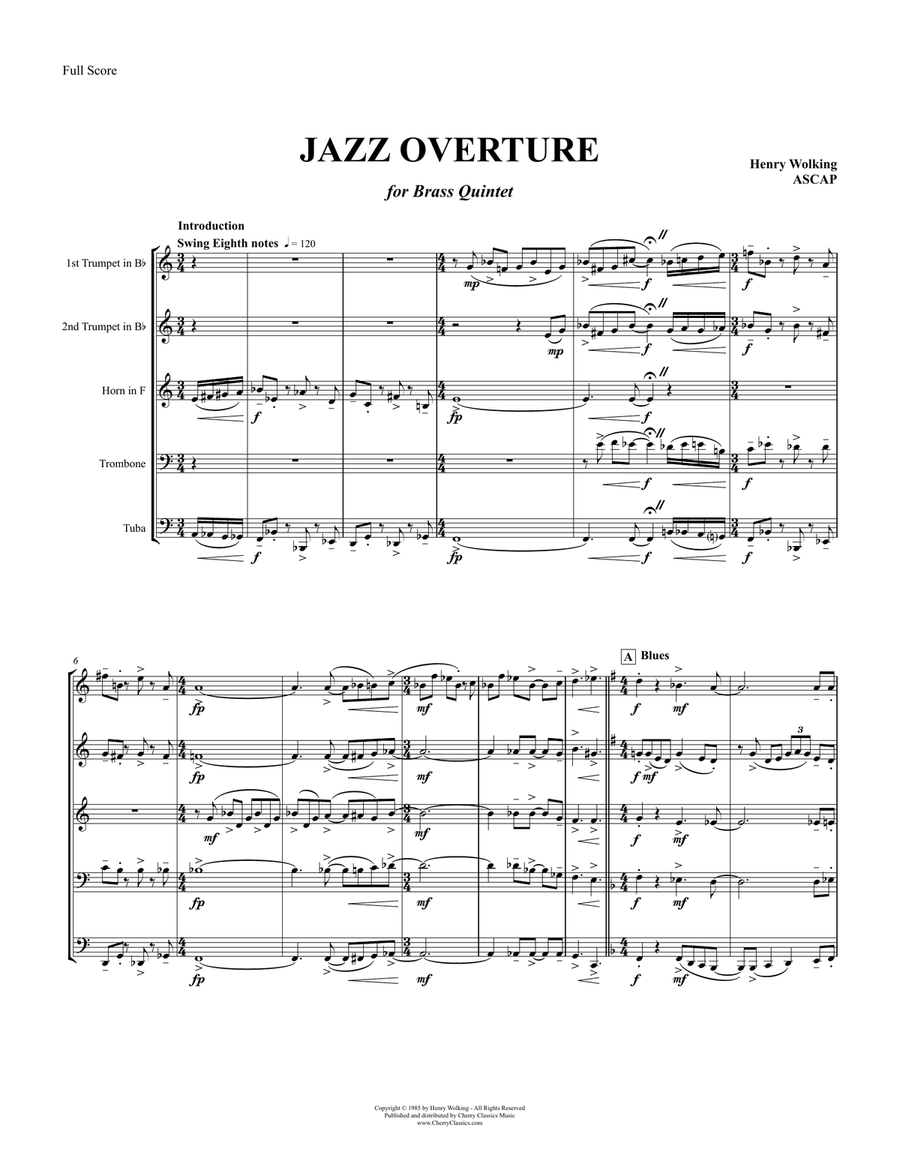 Jazz Overture for Brass Quintet Brass Quintet scores gallery preview page 2