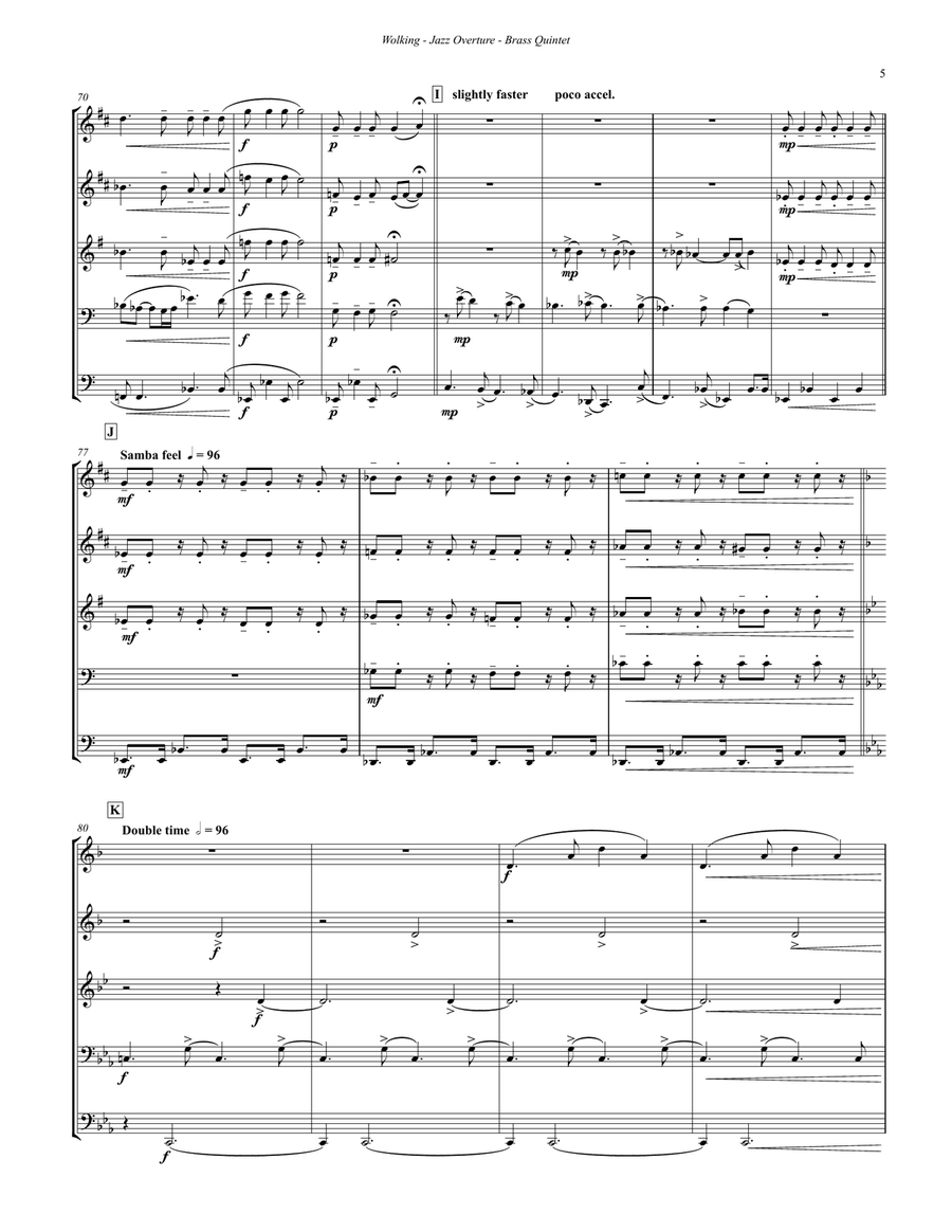 Jazz Overture for Brass Quintet Brass Quintet scores gallery preview page 4