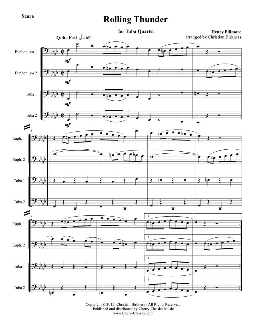 Rolling Thunder for Tuba Quartet Tuba Quartet scores gallery preview page 2