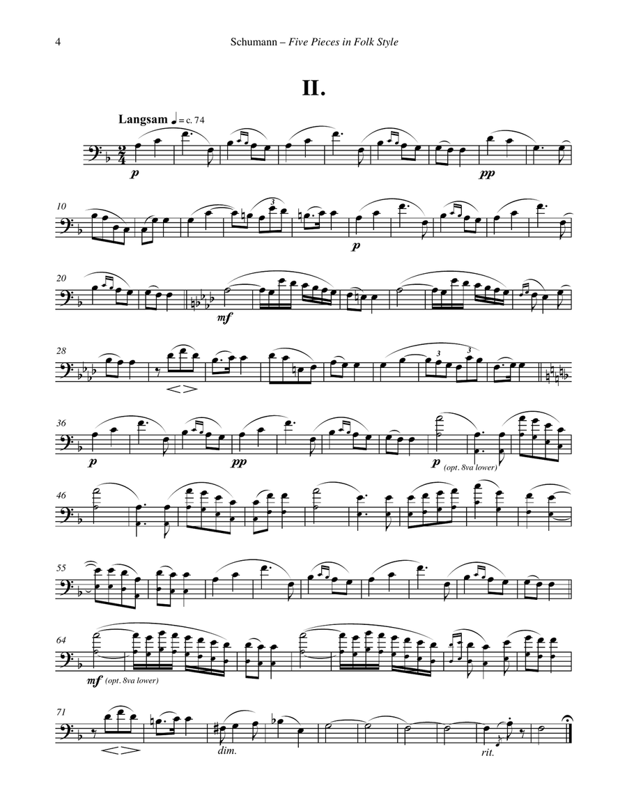 Five Pieces in Folk Style, Opus 102 for Euphonium & Piano Euphonium scores gallery preview page 3