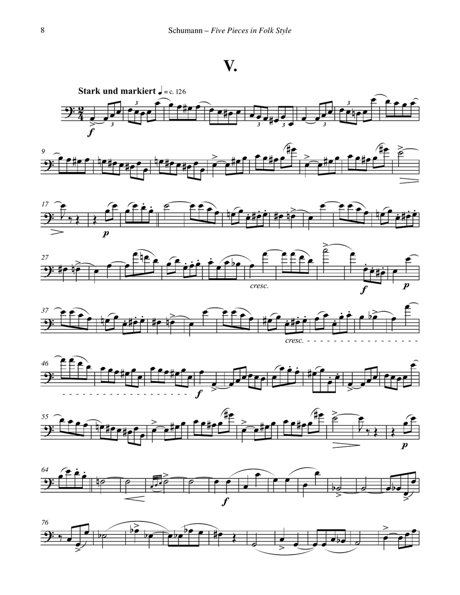 Five Pieces in Folk Style, Opus 102 for Euphonium & Piano Euphonium scores gallery preview page 6