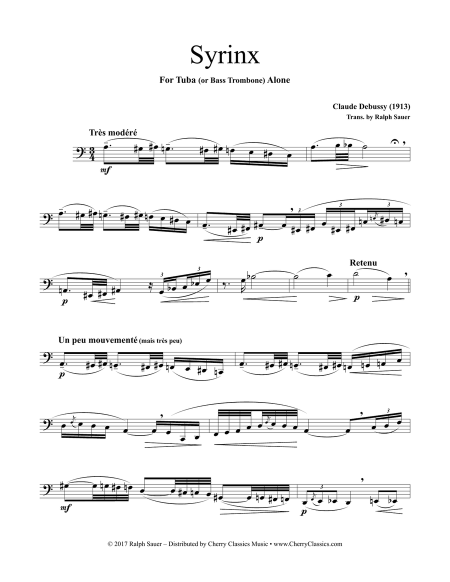 Syrinx for Unaccompanied Tuba or Bass Trombone Trombone scores gallery preview page 2