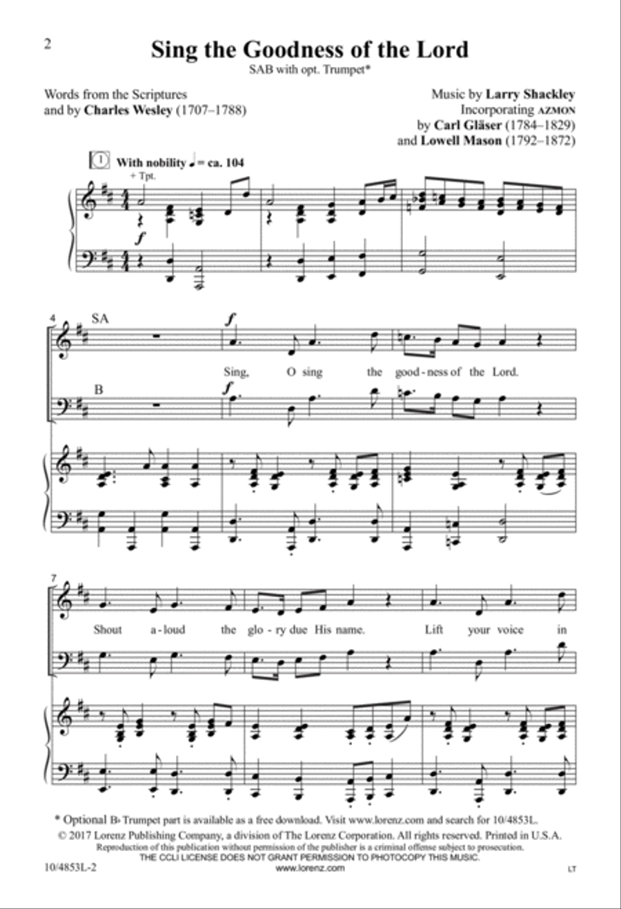 Sing the Goodness of the Lord 3-Part scores gallery preview page 2