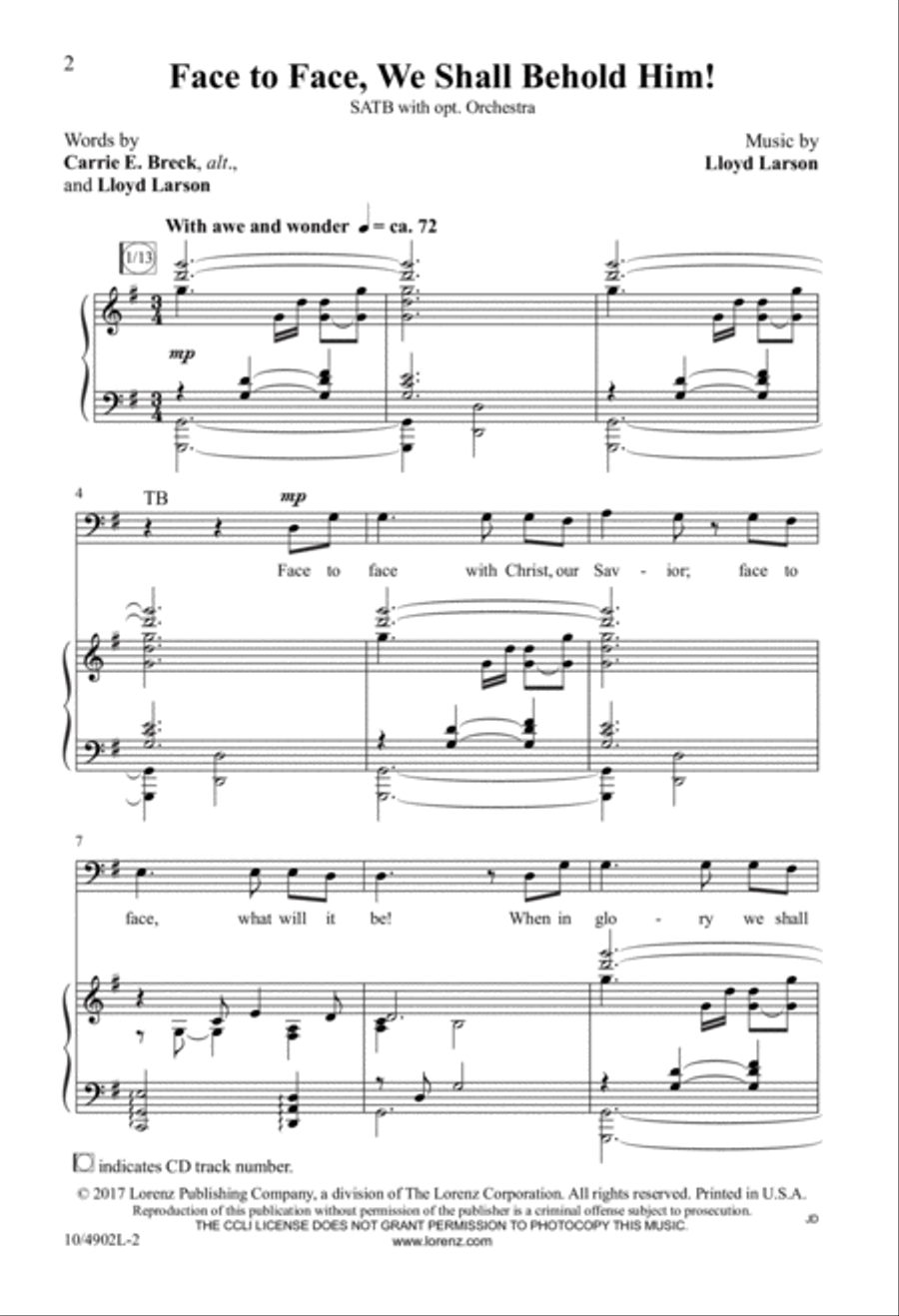 Face to Face, We Shall Behold Him! 4-Part scores gallery preview page 2