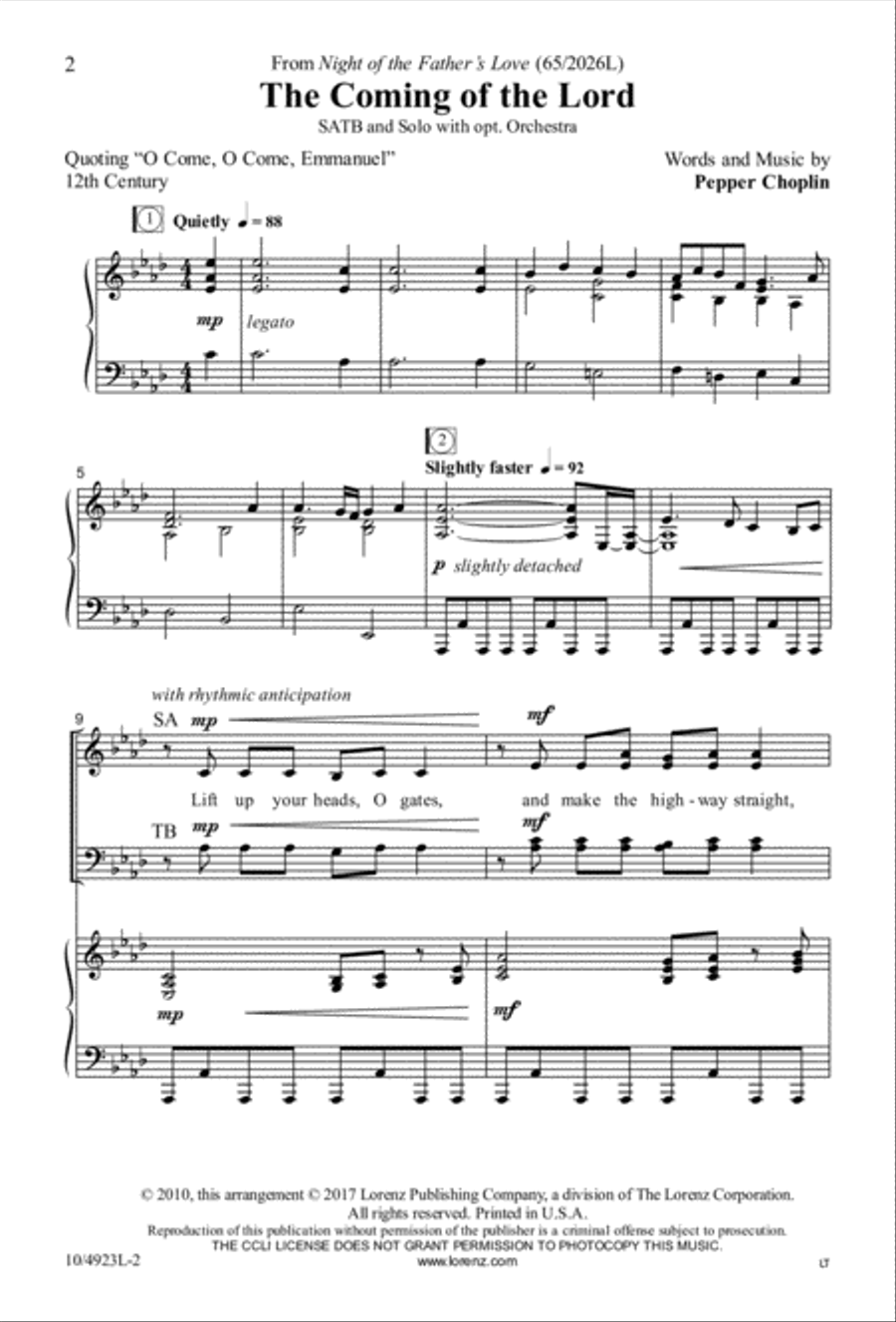The Coming of the Lord The Coming of the Lord 4-Part scores gallery preview page 2