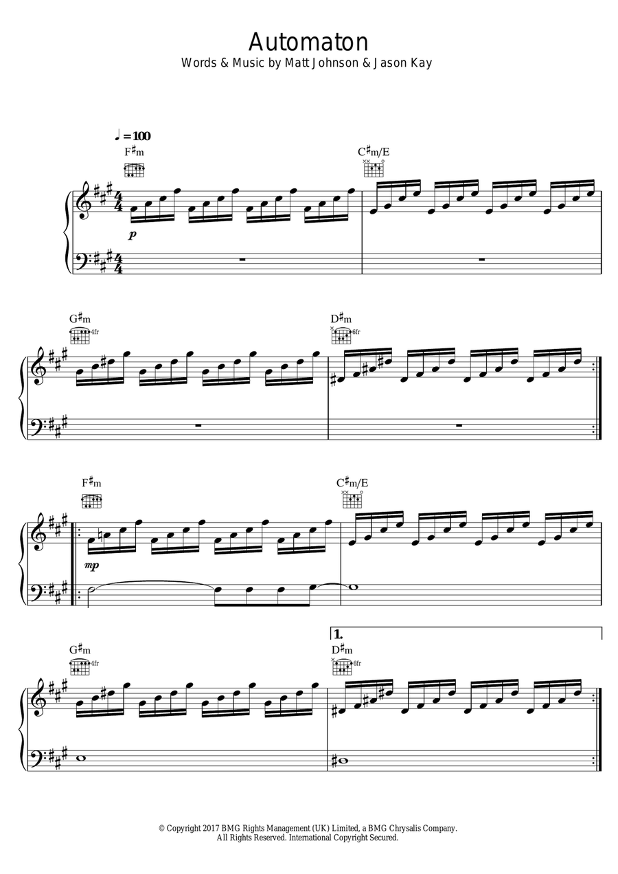 Automaton Piano, Vocal scores gallery preview page 1