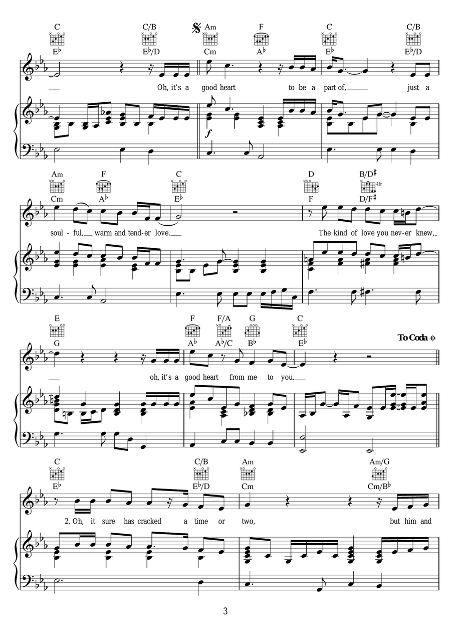 A Good Heart A Good Heart Piano, Vocal scores gallery preview page 3
