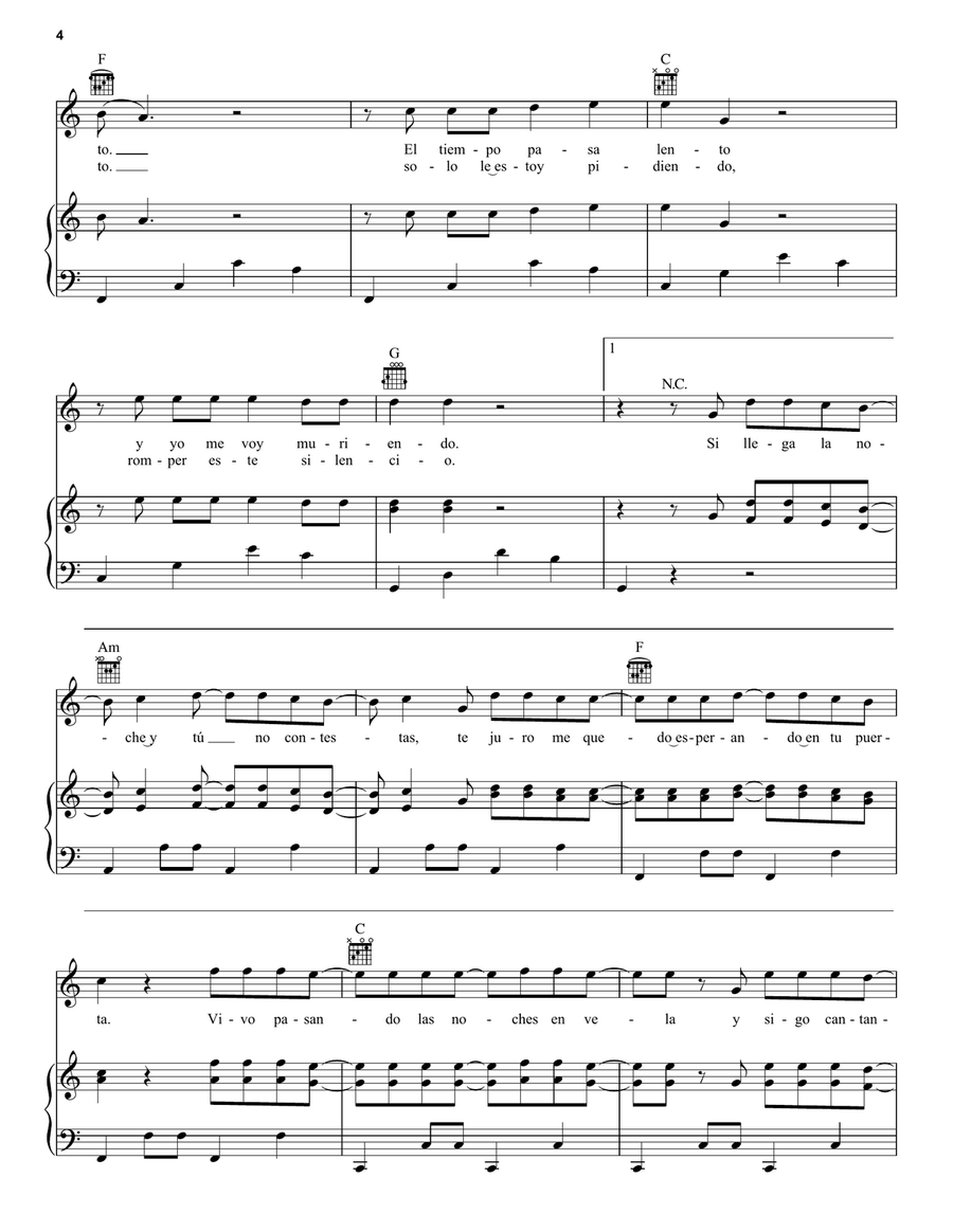 Subeme La Radio Subeme La Radio Piano, Vocal, Guitar scores gallery preview page 4