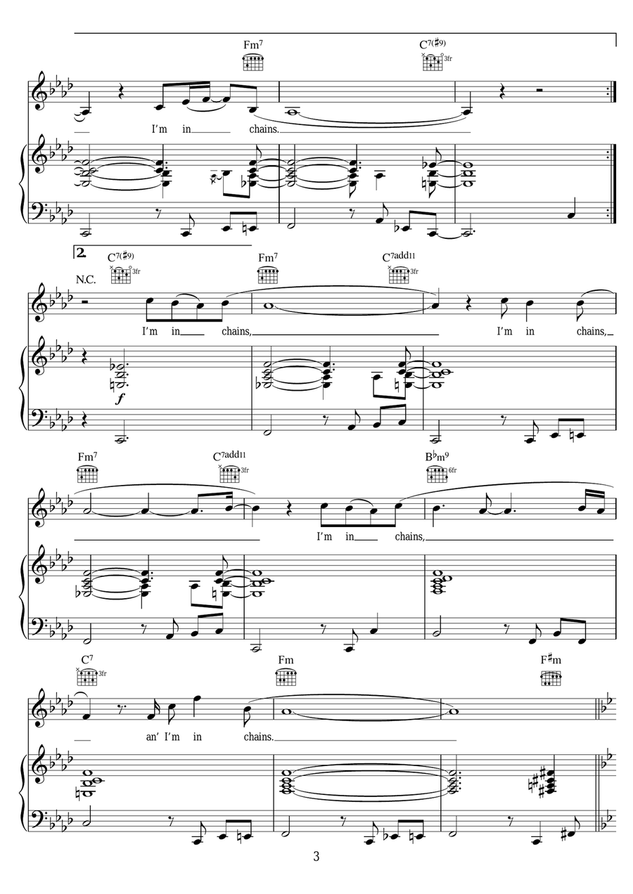 Chains Chains Piano, Vocal scores gallery preview page 3