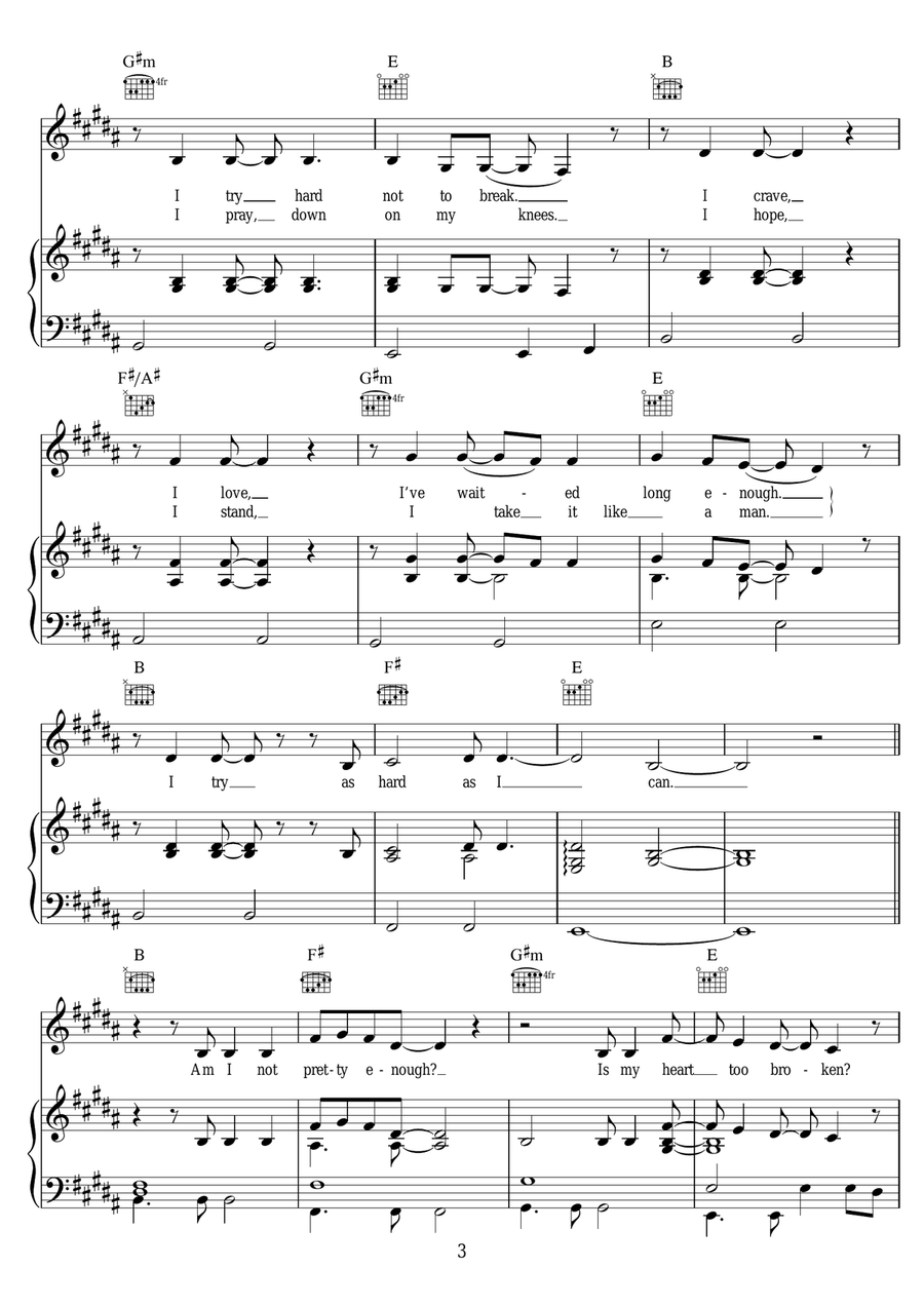 Not Pretty Enough Not Pretty Enough Piano, Vocal scores gallery preview page 3