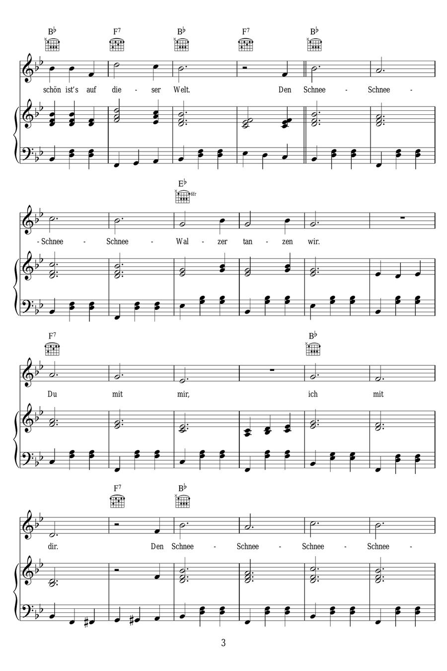 Snow Waltz (Schneewalzer) Piano, Vocal scores gallery preview page 3